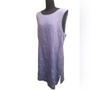 VINTAGE SILK Savannah Flowers Palm Trees Lavender Dress Size 12 Travel Tropical